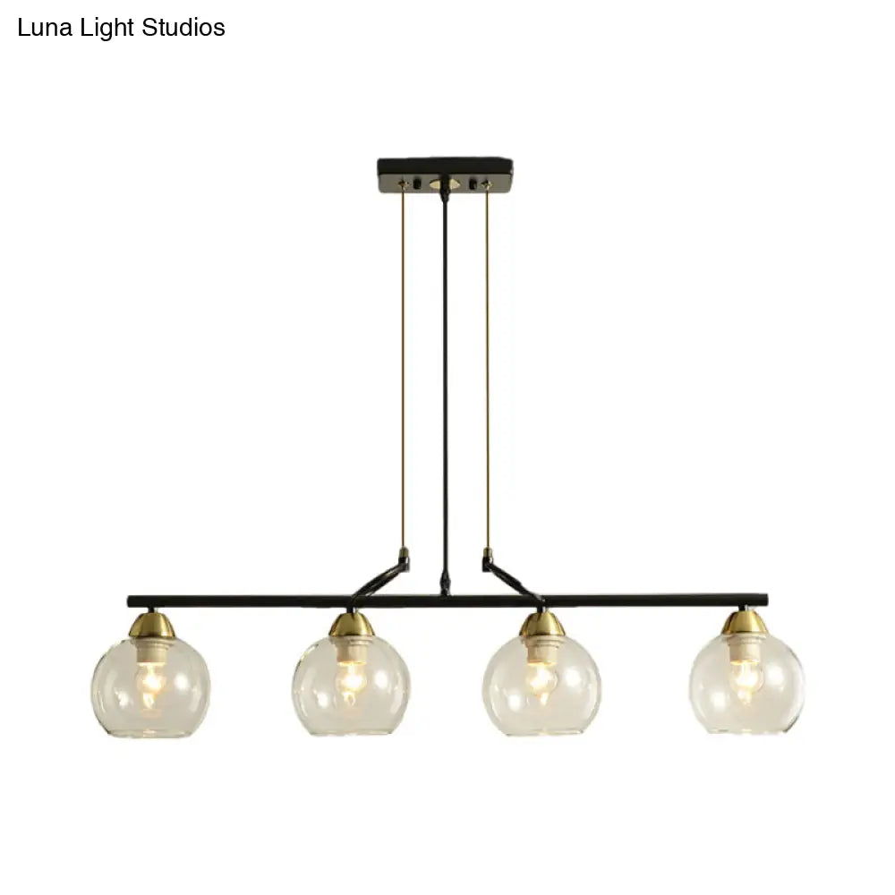 DecorBites™ Contemporary Black Hanging Chandelier with Clear/Prismatic Glass, 3/4 Bulbs - Modern Pendant Light Kit for Dining Hall