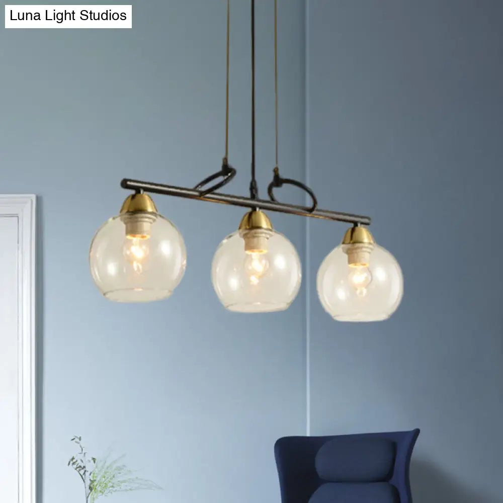 DecorBites™ Contemporary Black Hanging Chandelier with Clear/Prismatic Glass, 3/4 Bulbs - Modern Pendant Light Kit for Dining Hall
