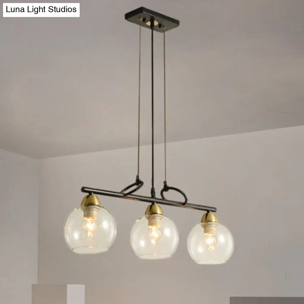 DecorBites™ Contemporary Black Hanging Chandelier with Clear/Prismatic Glass, 3/4 Bulbs - Modern Pendant Light Kit for Dining Hall