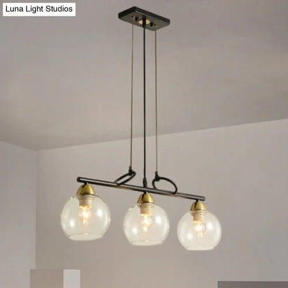 DecorBites™ Contemporary Black Hanging Chandelier with Clear/Prismatic Glass, 3/4 Bulbs - Modern Pendant Light Kit for Dining Hall