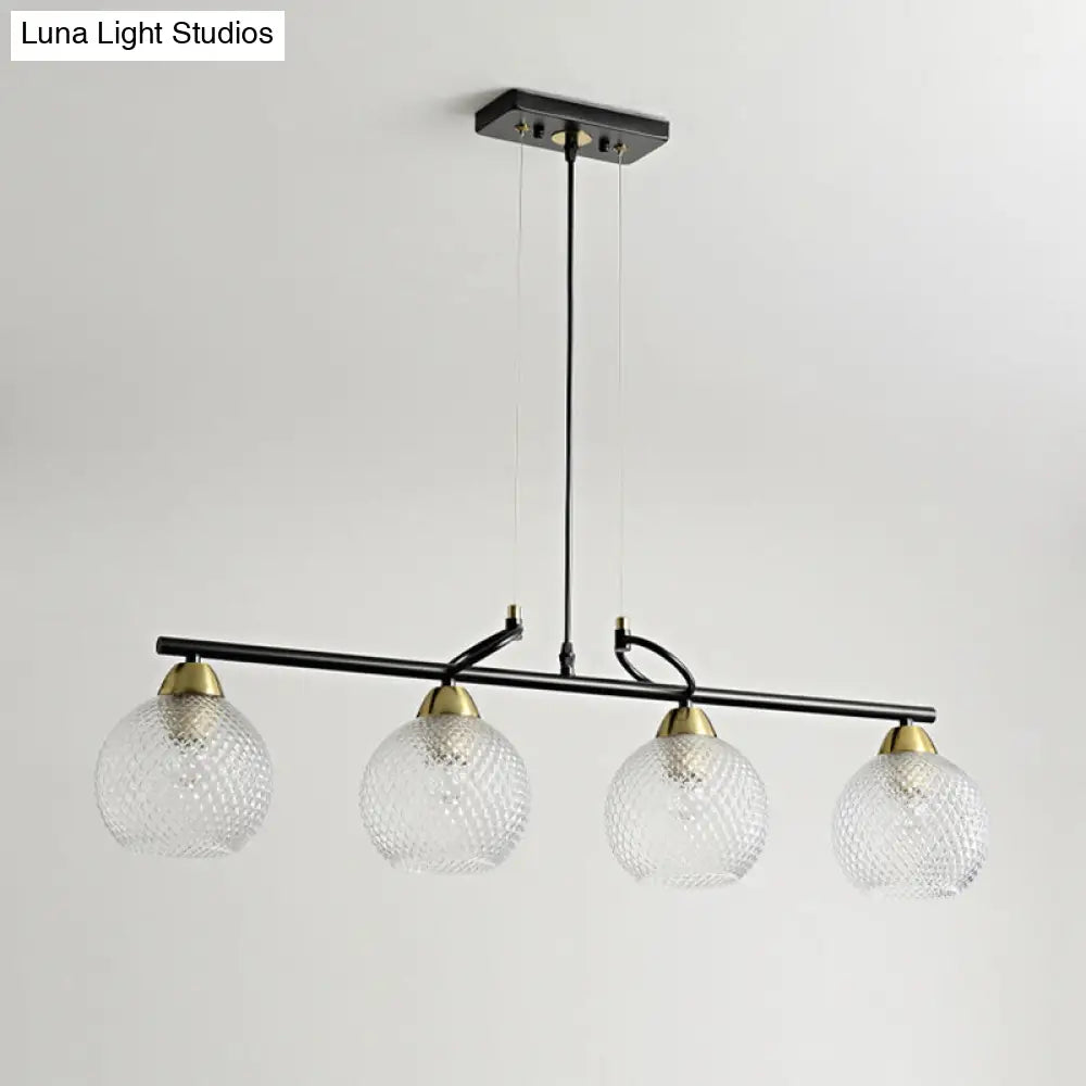 DecorBites™ Contemporary Black Hanging Chandelier with Clear/Prismatic Glass, 3/4 Bulbs - Modern Pendant Light Kit for Dining Hall