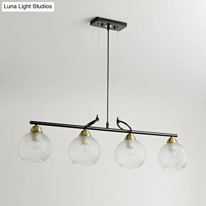 DecorBites™ Contemporary Black Hanging Chandelier with Clear/Prismatic Glass, 3/4 Bulbs - Modern Pendant Light Kit for Dining Hall