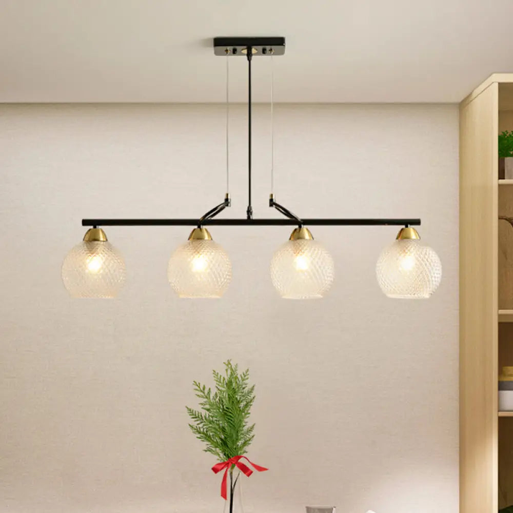 DecorBites™ Contemporary Black Hanging Chandelier with Clear/Prismatic Glass, 3/4 Bulbs - Modern Pendant Light Kit for Dining Hall