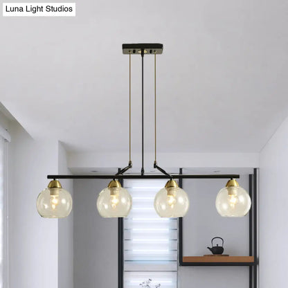 DecorBites™ Contemporary Black Hanging Chandelier with Clear/Prismatic Glass, 3/4 Bulbs - Modern Pendant Light Kit for Dining Hall