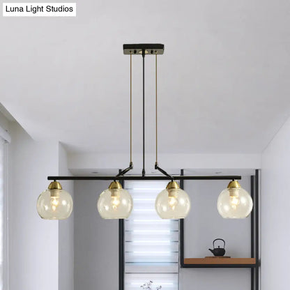 DecorBites™ Contemporary Black Hanging Chandelier with Clear/Prismatic Glass, 3/4 Bulbs - Modern Pendant Light Kit for Dining Hall