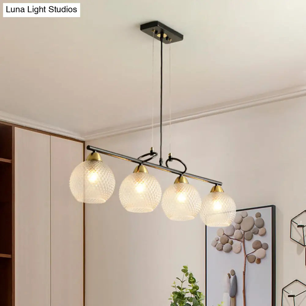 DecorBites™ Contemporary Black Hanging Chandelier with Clear/Prismatic Glass, 3/4 Bulbs - Modern Pendant Light Kit for Dining Hall