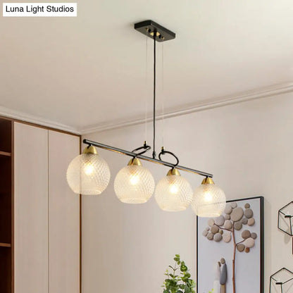 DecorBites™ Contemporary Black Hanging Chandelier with Clear/Prismatic Glass, 3/4 Bulbs - Modern Pendant Light Kit for Dining Hall