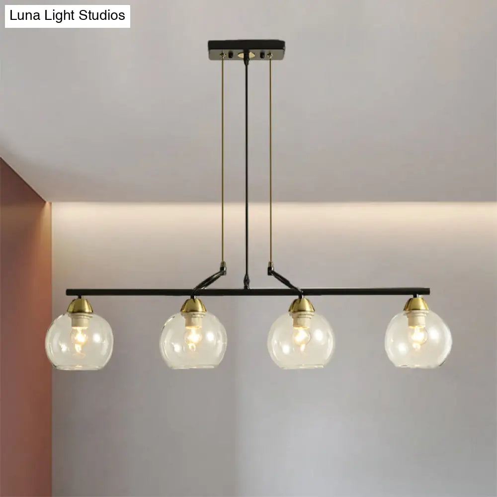 DecorBites™ Contemporary Black Hanging Chandelier with Clear/Prismatic Glass, 3/4 Bulbs - Modern Pendant Light Kit for Dining Hall