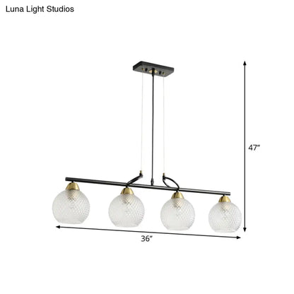 DecorBites™ Contemporary Black Hanging Chandelier with Clear/Prismatic Glass, 3/4 Bulbs - Modern Pendant Light Kit for Dining Hall