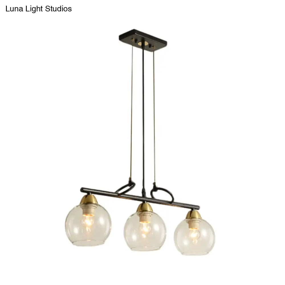 DecorBites™ Contemporary Black Hanging Chandelier with Clear/Prismatic Glass, 3/4 Bulbs - Modern Pendant Light Kit for Dining Hall