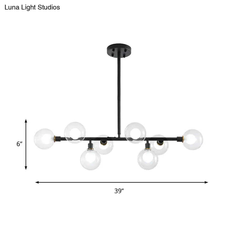 DecorBites™ Contemporary Black Kitchen Island Lamp: Sleek 8-Head Hanging Light Kit with Clear Glass Shade
