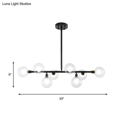 DecorBites™ Contemporary Black Kitchen Island Lamp: Sleek 8-Head Hanging Light Kit with Clear Glass Shade