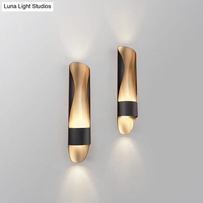 DecorBites™ Contemporary Black LED Metal Wall Sconce with Twisted Tube Design