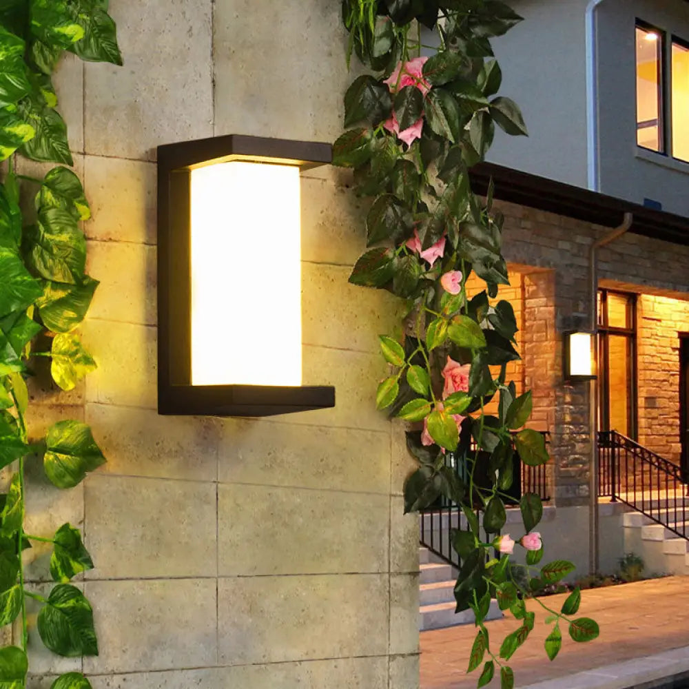 DecorBites™ Contemporary Black LED Wall Lamp for Courtyard - Flush Mount Sconce