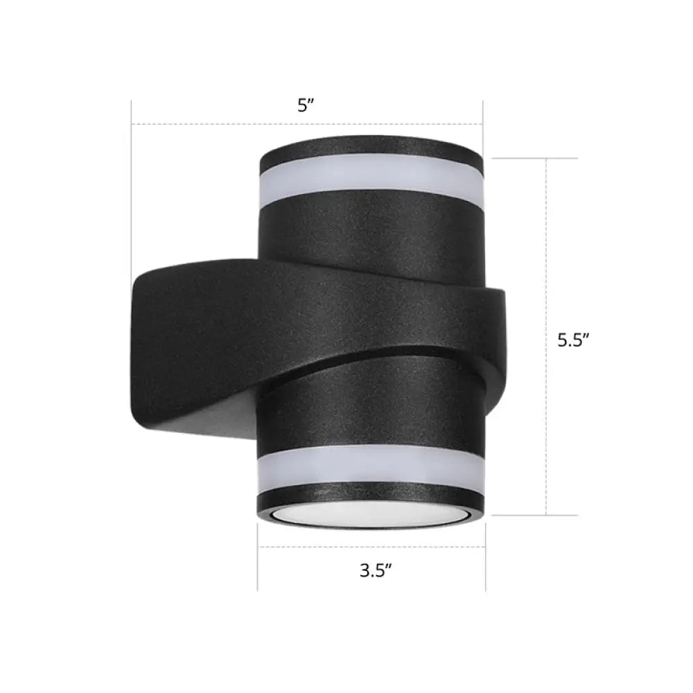 DecorBites™ Contemporary Black LED Wall Lighting: Tubular Metal Wall Washer Sconce for Backyard