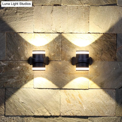 DecorBites™ Contemporary Black LED Wall Lighting: Tubular Metal Wall Washer Sconce for Backyard