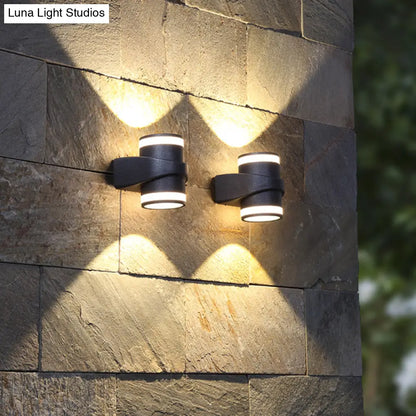 DecorBites™ Contemporary Black LED Wall Lighting: Tubular Metal Wall Washer Sconce for Backyard