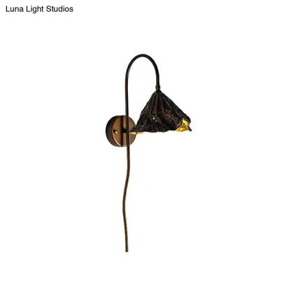 Contemporary black lotus leaf wall light – living room sconce