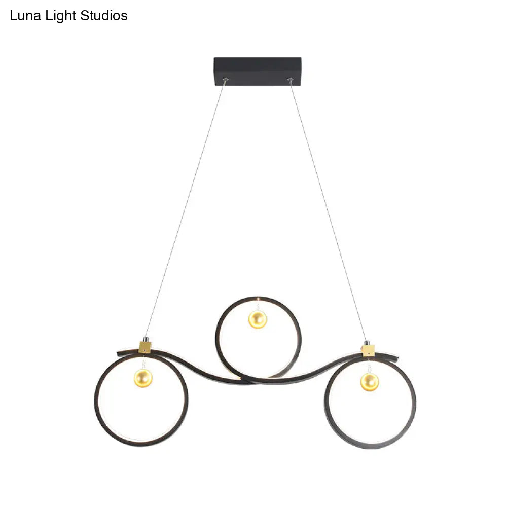 DecorBites™ Contemporary Black Metal LED Pendant Light with Symmetrical Rings - Island Ceiling Lighting