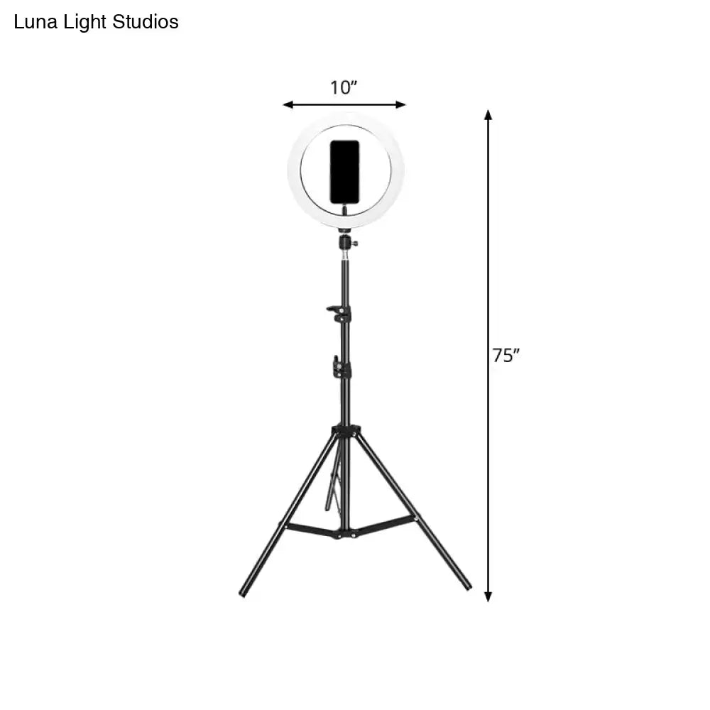 Contemporary black metal ring flash lamp with usb port bedroom light