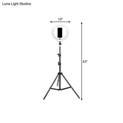 Contemporary black metal ring flash lamp with usb port bedroom light