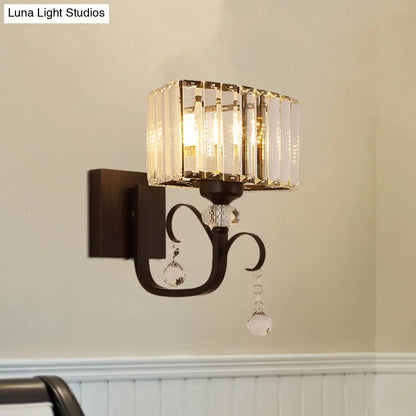 DecorBites™ Contemporary Black Metal Wall Sconce Light - Scrolling Arm Corridor Lamp