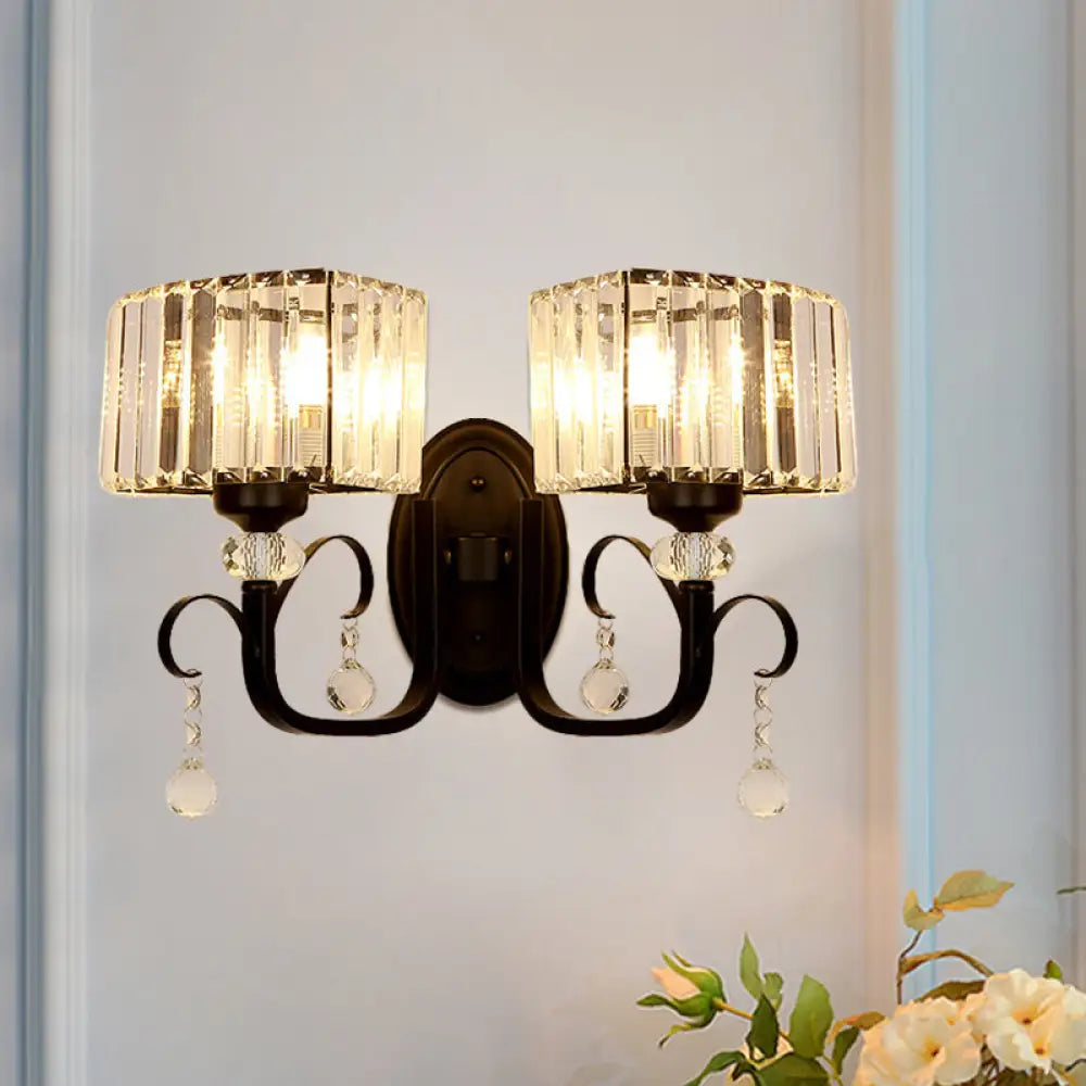 DecorBites™ Contemporary Black Metal Wall Sconce Light - Scrolling Arm Corridor Lamp