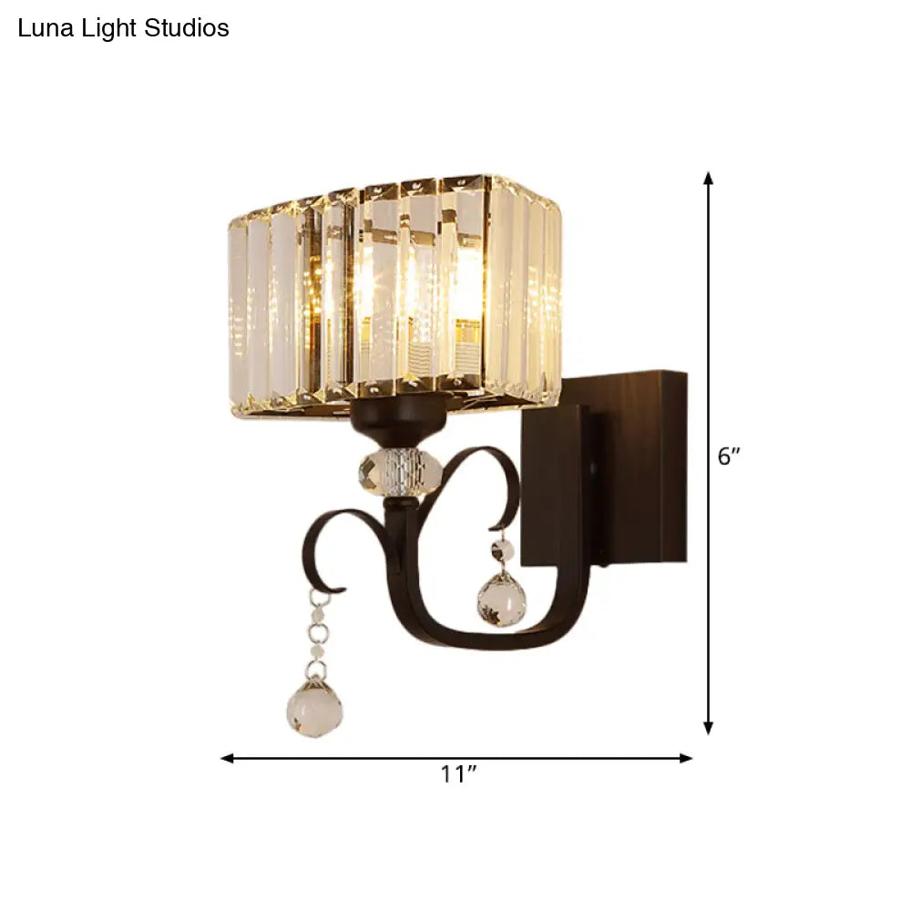 DecorBites™ Contemporary Black Metal Wall Sconce Light - Scrolling Arm Corridor Lamp