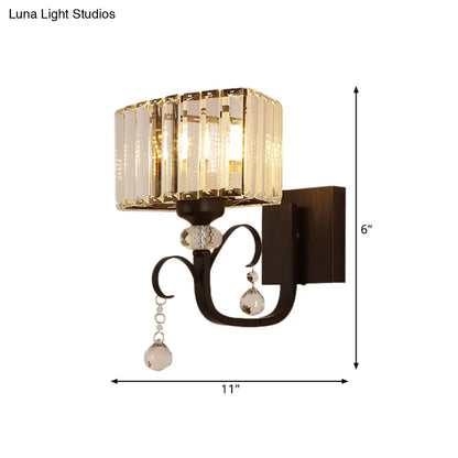 DecorBites™ Contemporary Black Metal Wall Sconce Light - Scrolling Arm Corridor Lamp