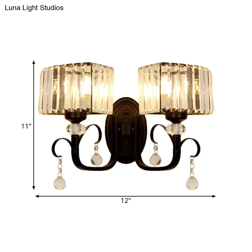 DecorBites™ Contemporary Black Metal Wall Sconce Light - Scrolling Arm Corridor Lamp