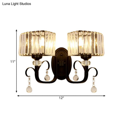 DecorBites™ Contemporary Black Metal Wall Sconce Light - Scrolling Arm Corridor Lamp