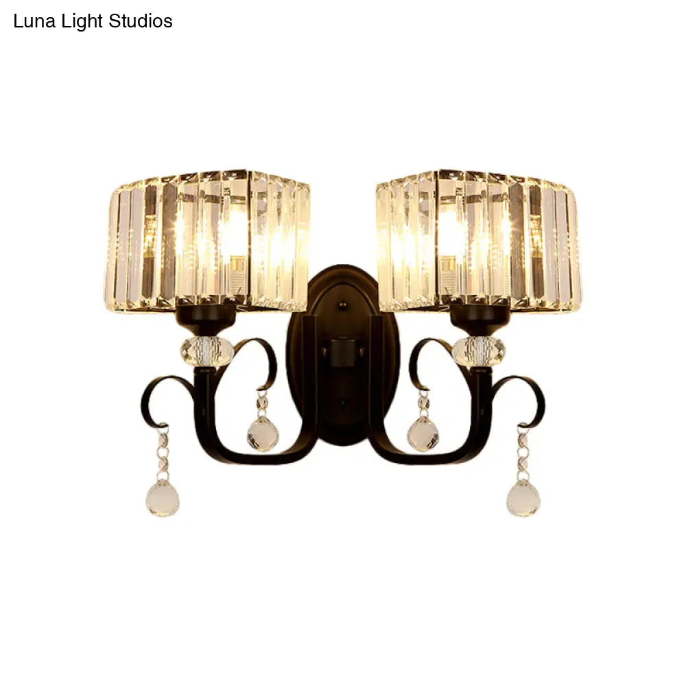 DecorBites™ Contemporary Black Metal Wall Sconce Light - Scrolling Arm Corridor Lamp