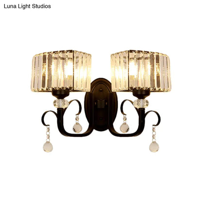 DecorBites™ Contemporary Black Metal Wall Sconce Light - Scrolling Arm Corridor Lamp