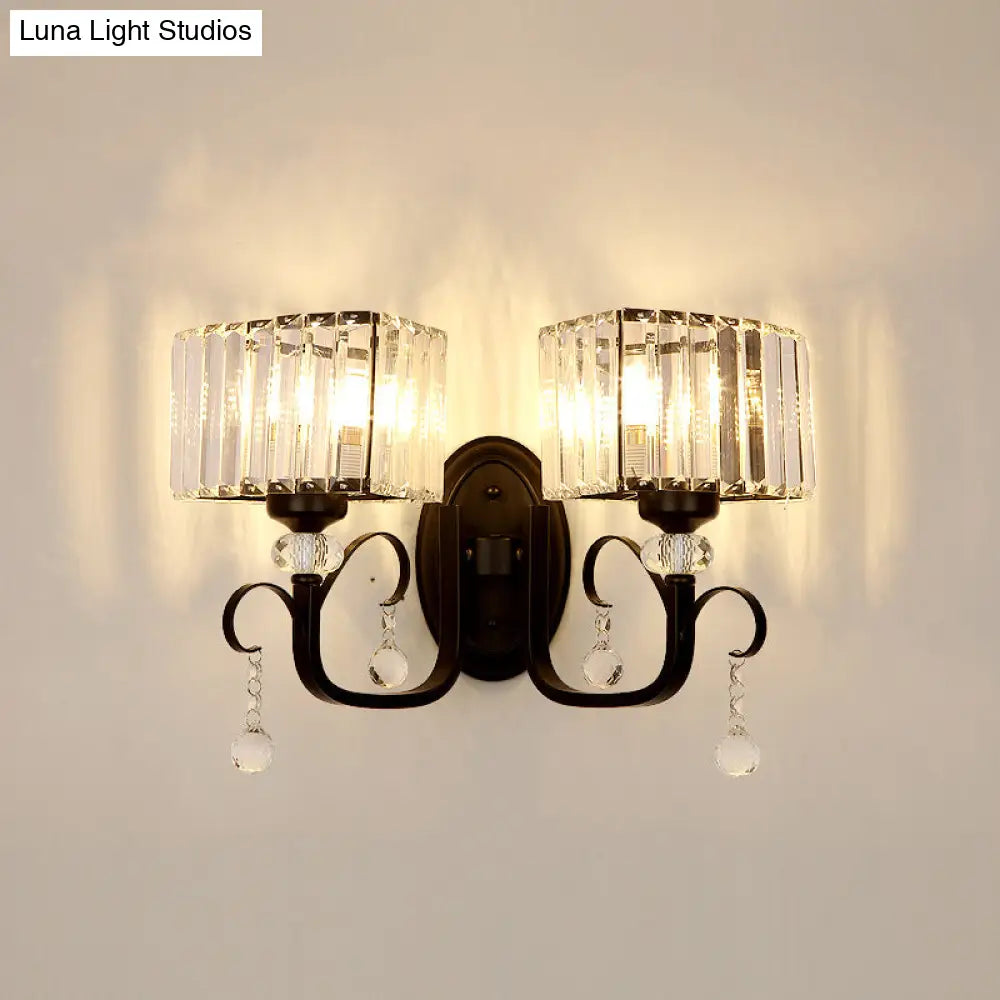 DecorBites™ Contemporary Black Metal Wall Sconce Light - Scrolling Arm Corridor Lamp
