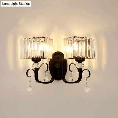 DecorBites™ Contemporary Black Metal Wall Sconce Light - Scrolling Arm Corridor Lamp