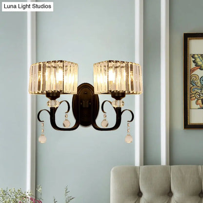 DecorBites™ Contemporary Black Metal Wall Sconce Light - Scrolling Arm Corridor Lamp