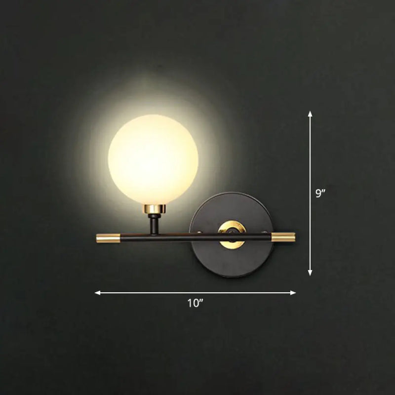 DecorBites™ Contemporary Black Opal Glass Ball Bedside Sconce - Wall Mounted Light