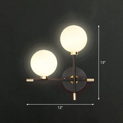DecorBites™ Contemporary Black Opal Glass Ball Bedside Sconce - Wall Mounted Light