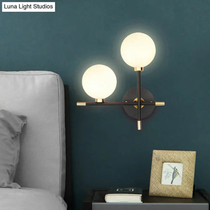 DecorBites™ Contemporary Black Opal Glass Ball Bedside Sconce - Wall Mounted Light