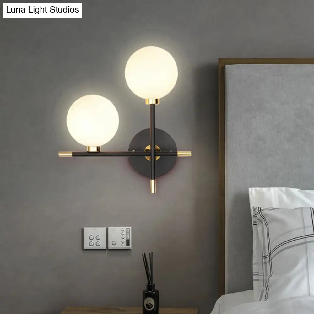 DecorBites™ Contemporary Black Opal Glass Ball Bedside Sconce - Wall Mounted Light
