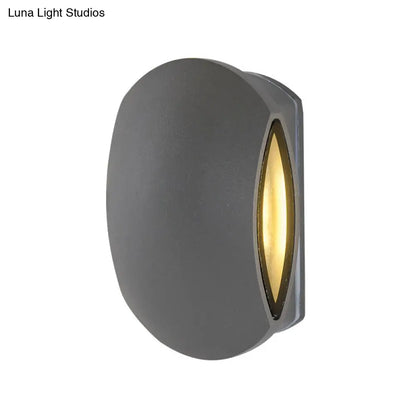 DecorBites™ Contemporary Black Outdoor Round Wall Light Sconce - Aluminum Fixture, Warm/White