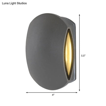 DecorBites™ Contemporary Black Outdoor Round Wall Light Sconce - Aluminum Fixture, Warm/White