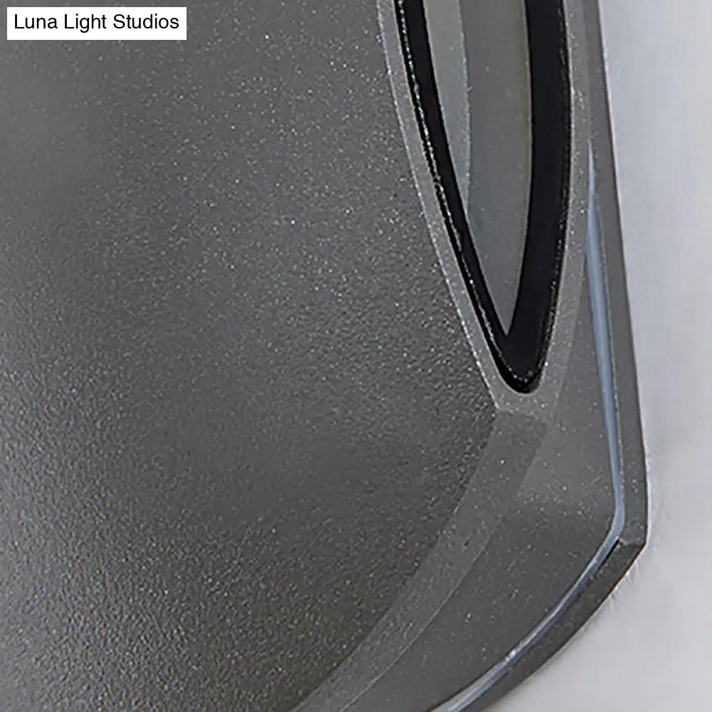 DecorBites™ Contemporary Black Outdoor Round Wall Light Sconce - Aluminum Fixture, Warm/White
