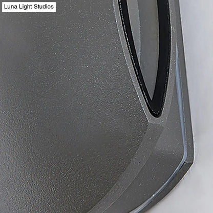 DecorBites™ Contemporary Black Outdoor Round Wall Light Sconce - Aluminum Fixture, Warm/White