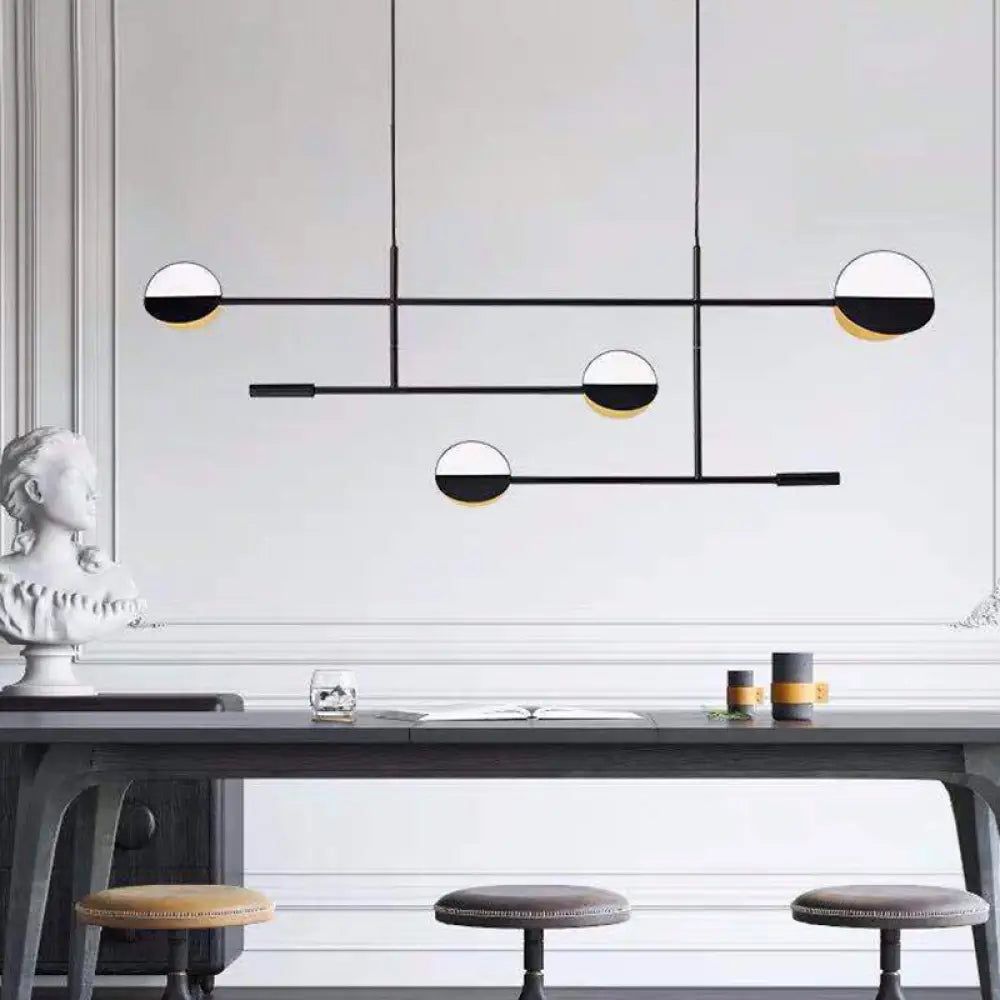 DecorBites™ Contemporary Black Pendant Light with Metal Disc Island Lighting - 4 Bulbs - Distinctive Finish