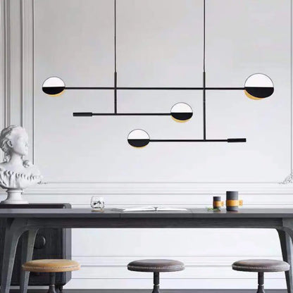 DecorBites™ Contemporary Black Pendant Light with Metal Disc Island Lighting - 4 Bulbs - Distinctive Finish