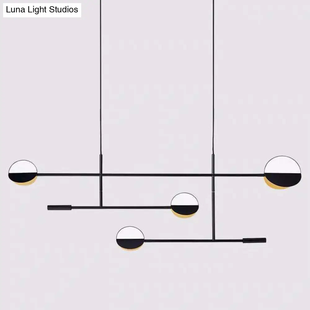 DecorBites™ Contemporary Black Pendant Light with Metal Disc Island Lighting - 4 Bulbs - Distinctive Finish