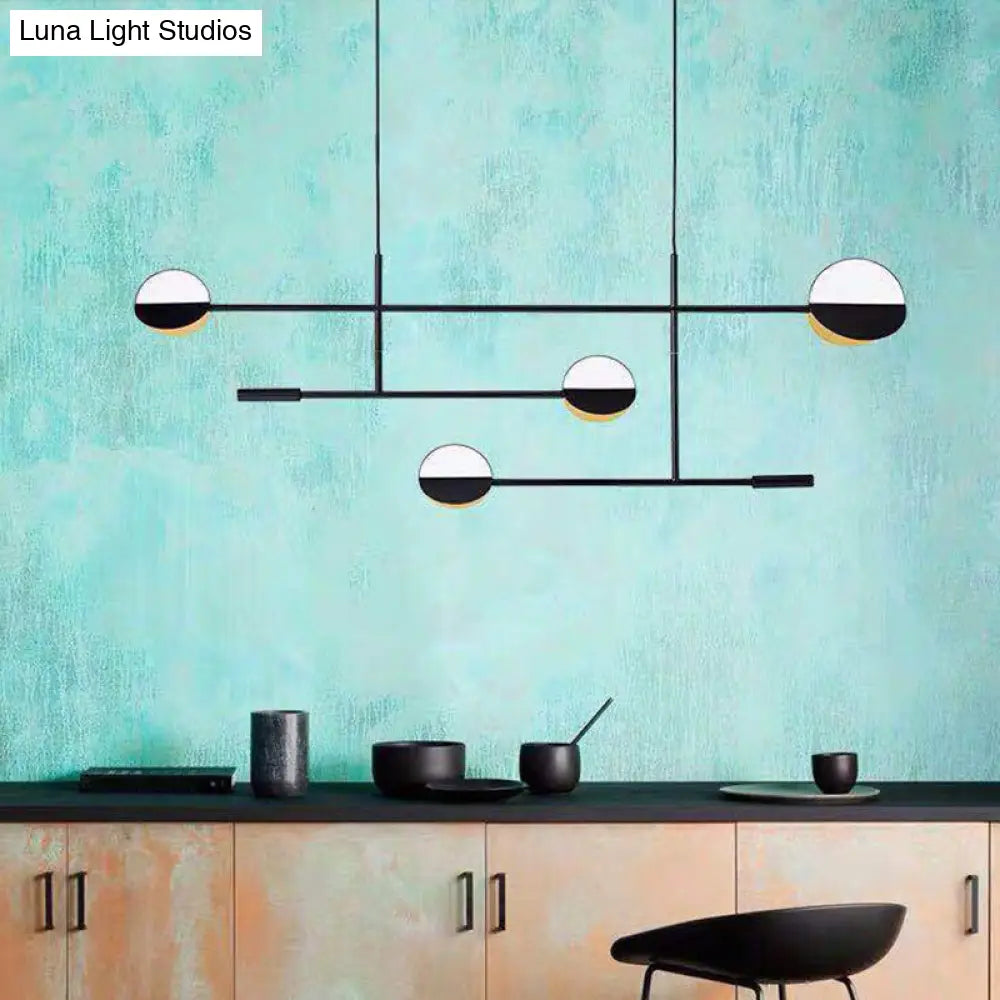 DecorBites™ Contemporary Black Pendant Light with Metal Disc Island Lighting - 4 Bulbs - Distinctive Finish