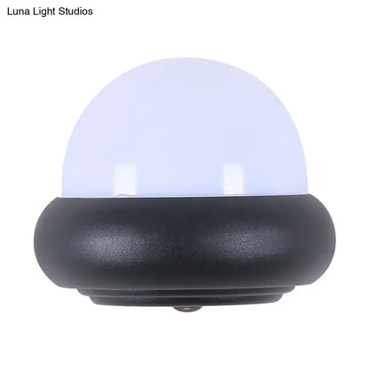 Contemporary black semi-sphere wall sconce patio outdoor area light