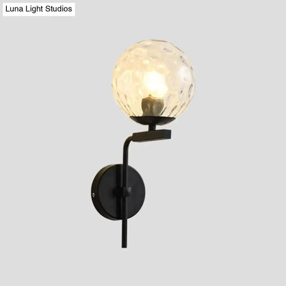Contemporary black sphere wall mount lighting bedroom glass sconce